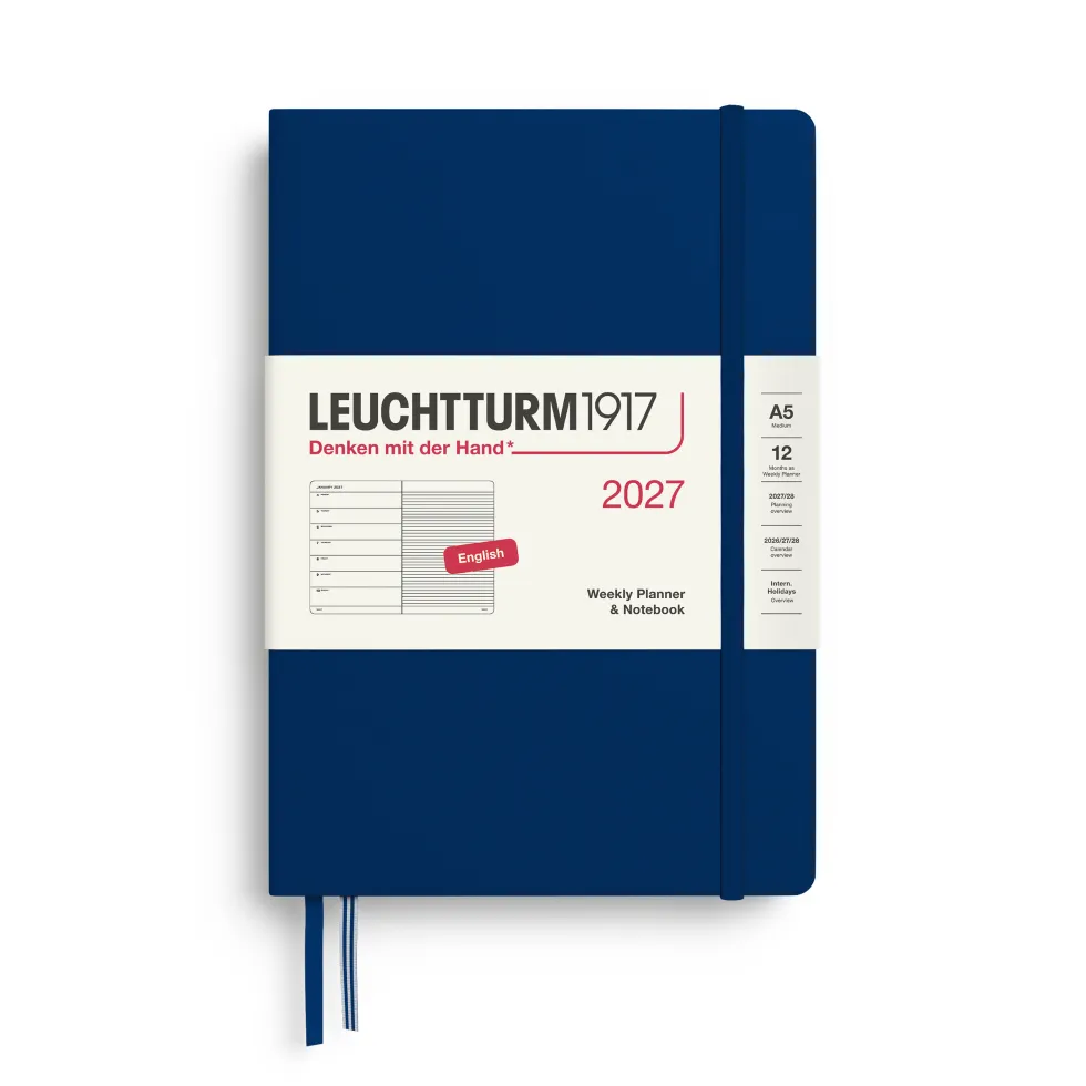 Planer tygodniowy z notatnikiem w linie 2027 - Leuchtturm1917 - Navy A5