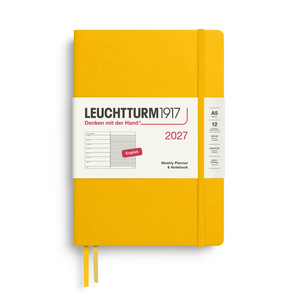 Planer tygodniowy z notatnikiem w linie 2027 - Leuchtturm1917 - Sunflower A5
