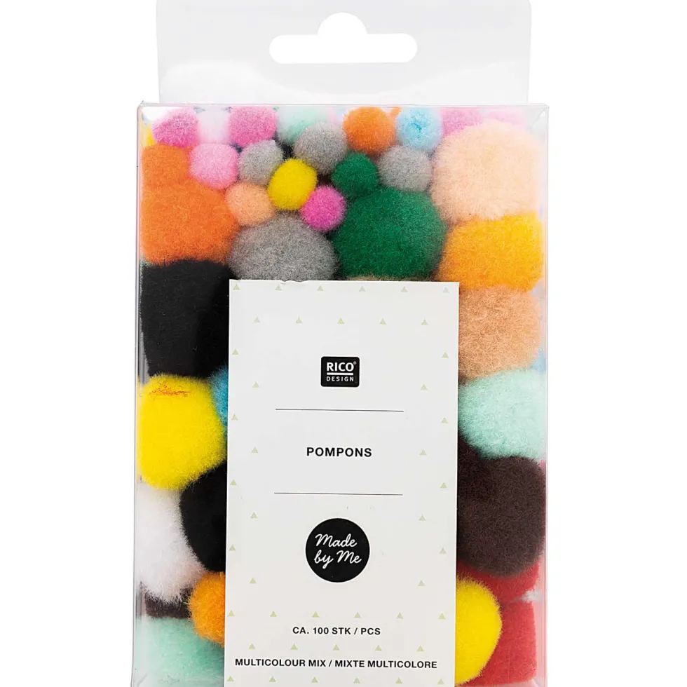 Pompony Super Multicolour - Rico Design - kolorowe, 100 szt.