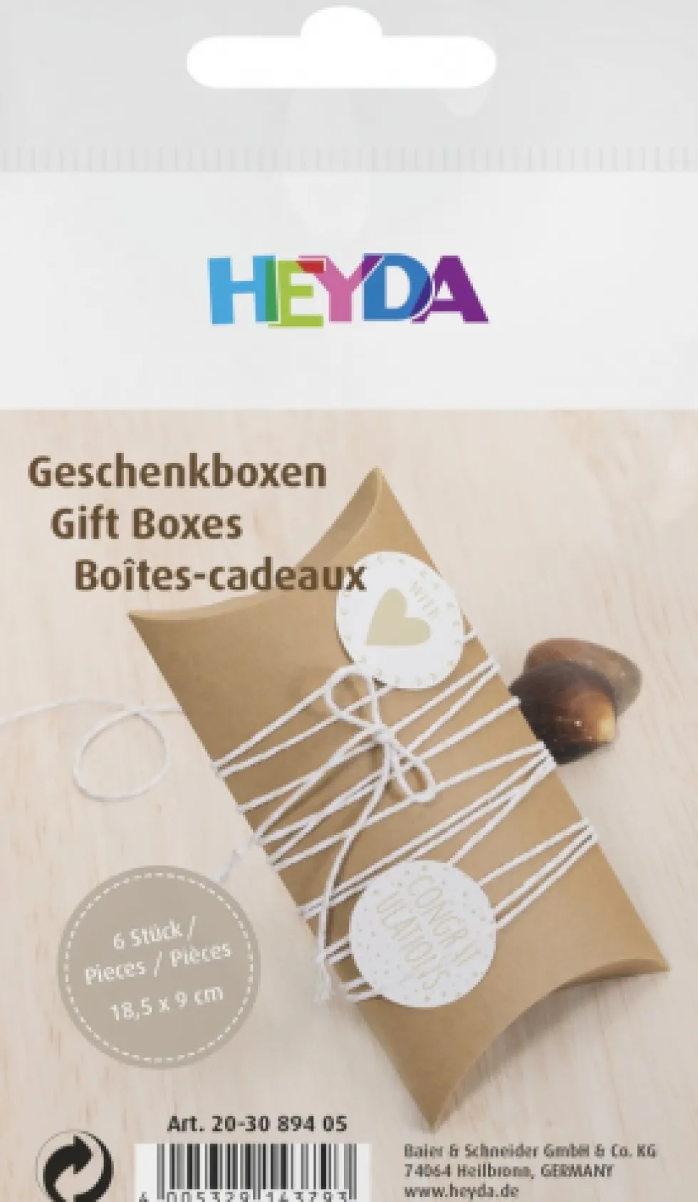 Pudełka tekturowe - Heyda - 16,5 x 7 cm, 6 szt.