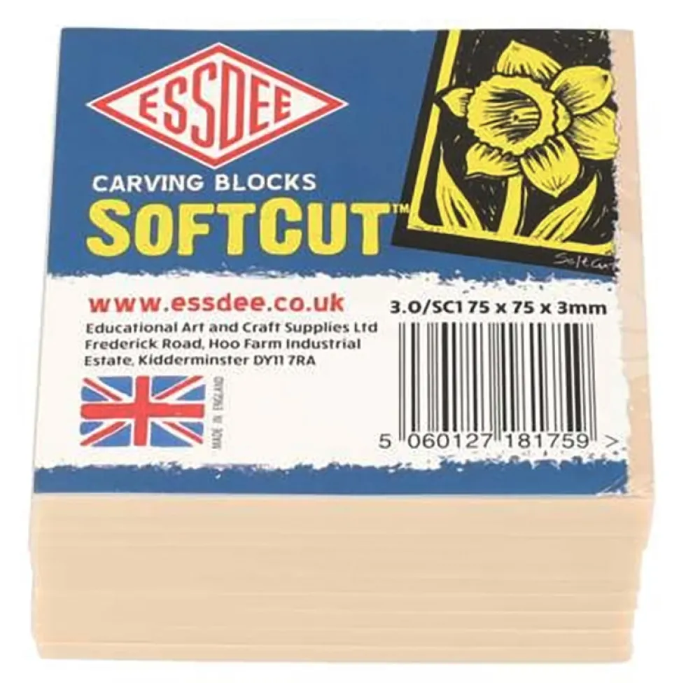 Płyty do linorytu SoftCut - Essdee - gumowe, 75 x 75 x 3 mm, 10 szt.