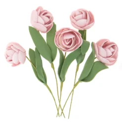 Róże z pianki z drucikiem - DpCraft - różowe, 15 cm, 5 szt.