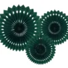Rozety dekoracyjne - ciemnozielone, 20, 25, 30 cm, 3 szt.