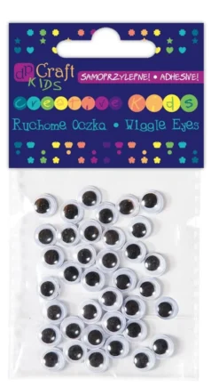 Ruchome oczka - DpCraft - samoprzylepne, 8 mm, 36 szt.