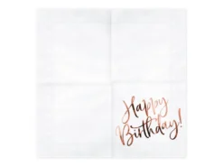 Serwetki Happy Birthday - różowe złoto, 20 szt.