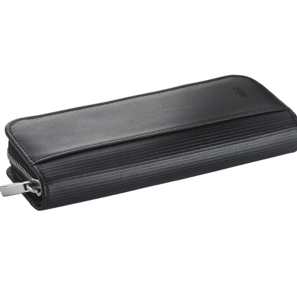 Skórzane etui podwójne na suwak A403 - Lamy - Black