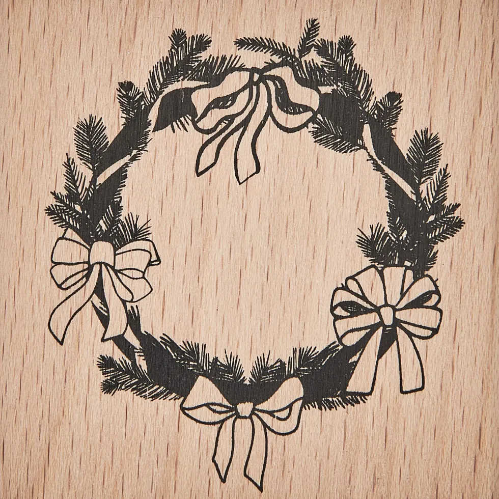 Stempel drewniany Wieniec z kokardkami - Rico Design - 7 x 7 cm