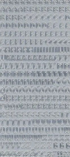 Stickersy, naklejki ażurowe - Alfabet, duże litery, srebrne