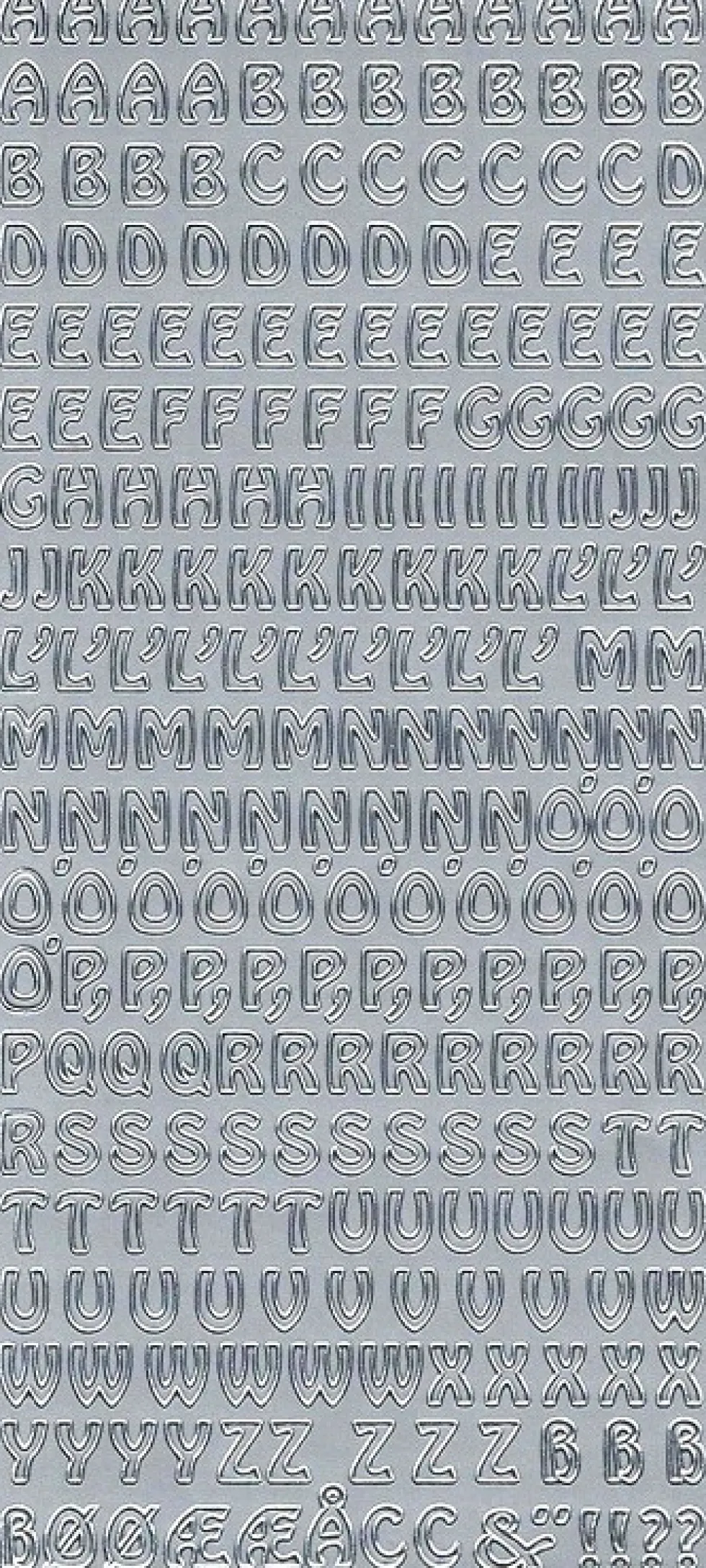 Stickersy, naklejki ażurowe - Alfabet, duże litery, srebrne
