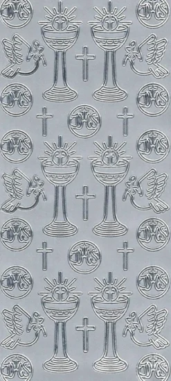 Stickersy, naklejki ażurowe - Kielich IHS, srebrne