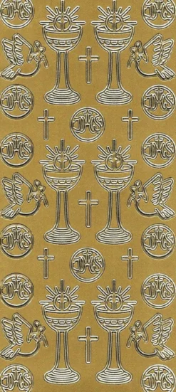 Stickersy, naklejki ażurowe - Kielich IHS, złote