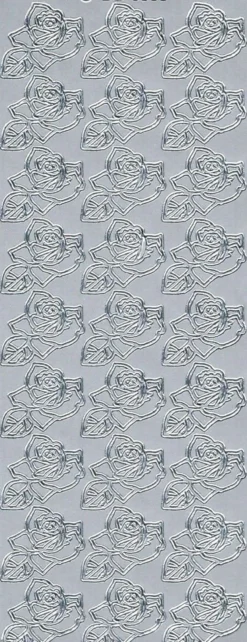 Stickersy, naklejki ażurowe - Róże, srebrne