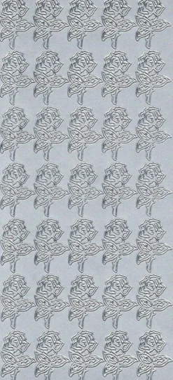 Stickersy, naklejki ażurowe - Róże, srebrne