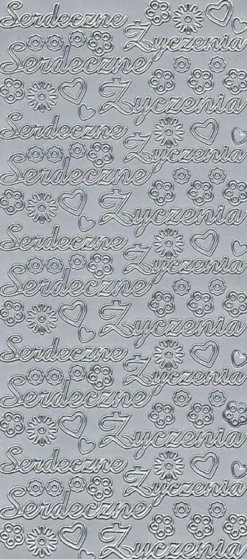 Stickersy, naklejki ażurowe - Serdeczne Życzenia, srebrne