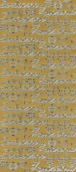 Stickersy, naklejki ażurowe - Serdeczne Życzenia, złote