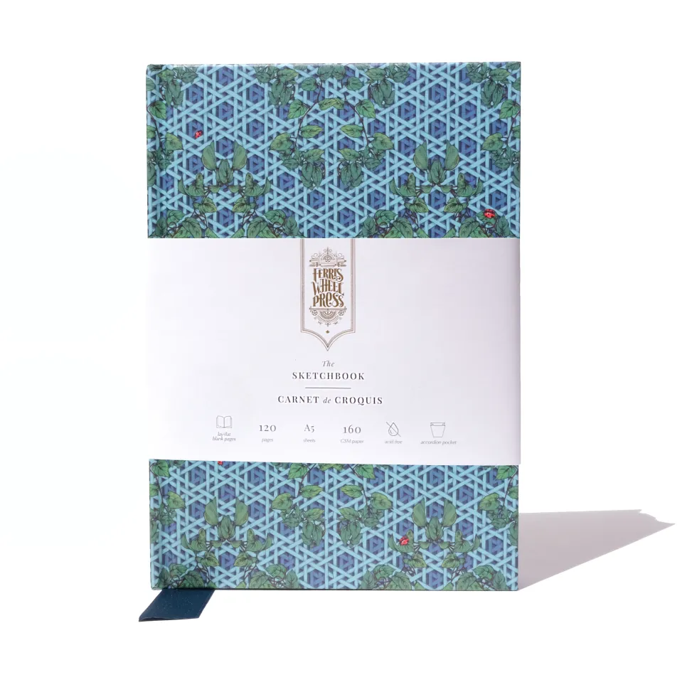 Szkicownik Enveloped in Rattan - Ferris Wheel Press - Teal, 160 g, A5