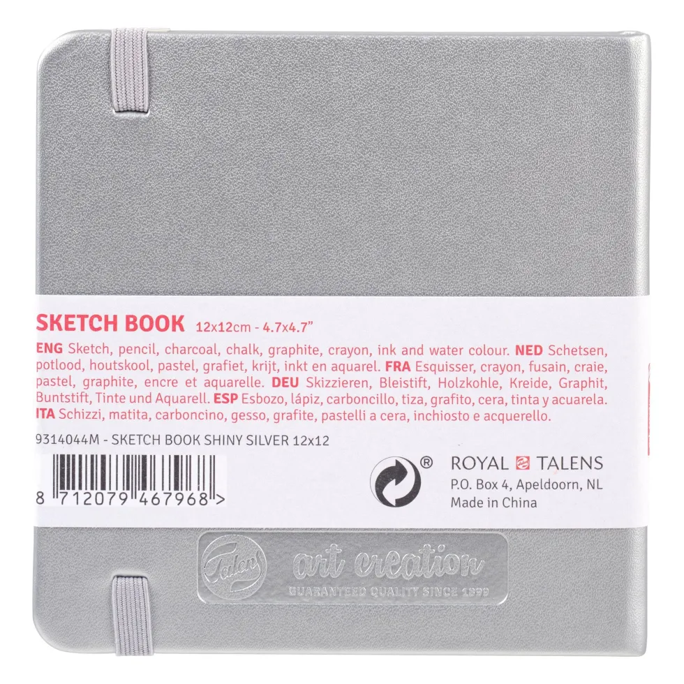 Szkicownik 12 x 12 cm - Talens Art Creation - Shiny Silver, 140 g, 80 ark.