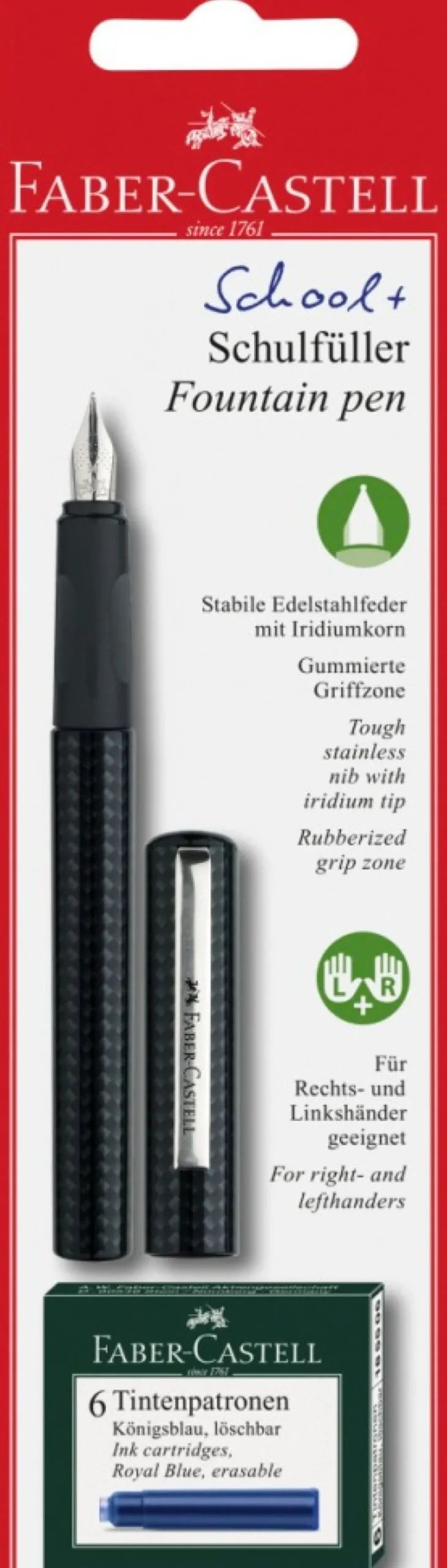 Szkolne pióro wieczne z wkładami - Faber-Castell - czarne, M