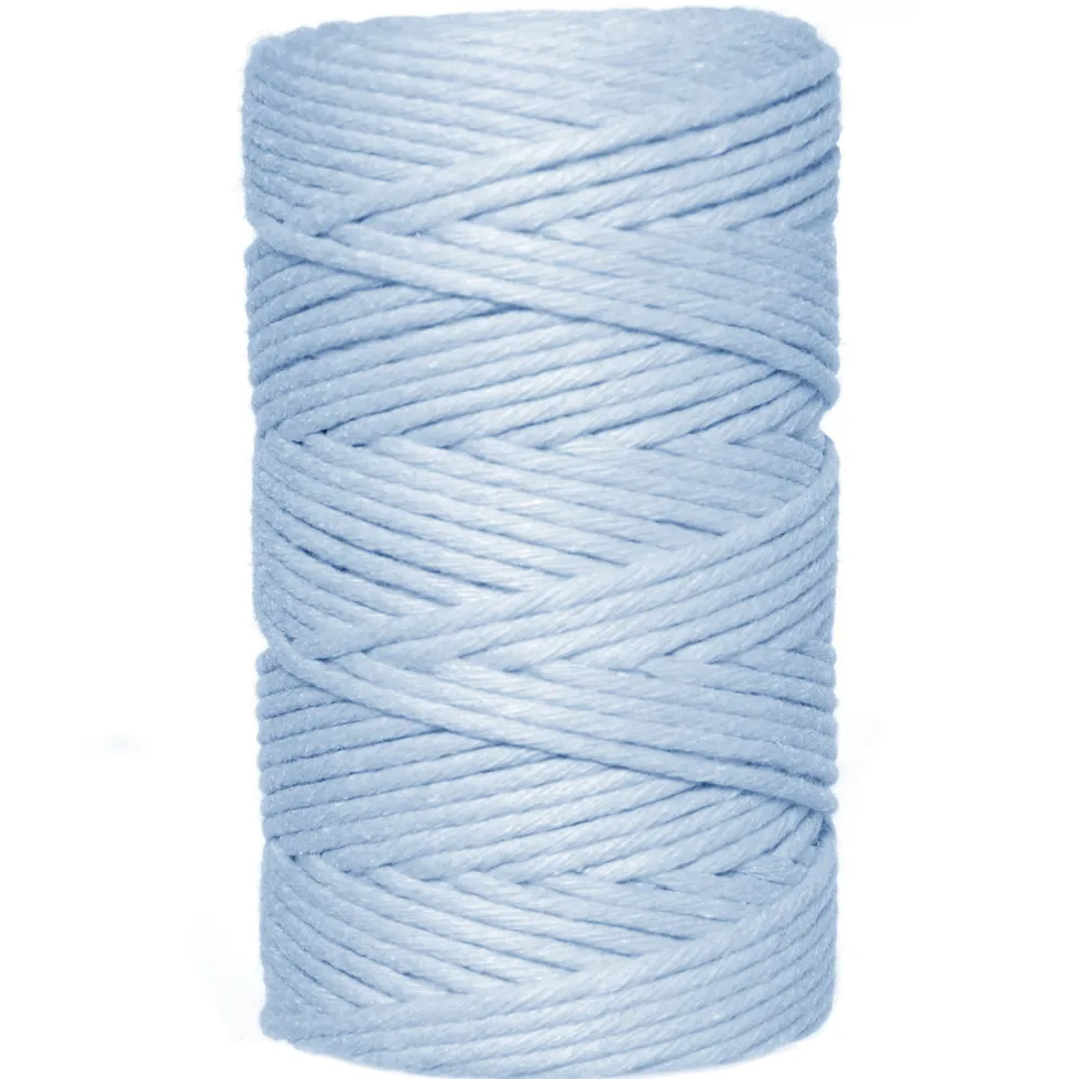 Sznurek bawełniany do makramy - błękitny, 2 mm, 100 g, 60 m