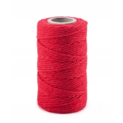 Sznurek bawełniany do makramy - czerwony, 2 mm, 100 g, 70 m