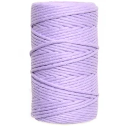 Sznurek bawełniany do makramy - liliowy, 2 mm, 100 g, 60 m
