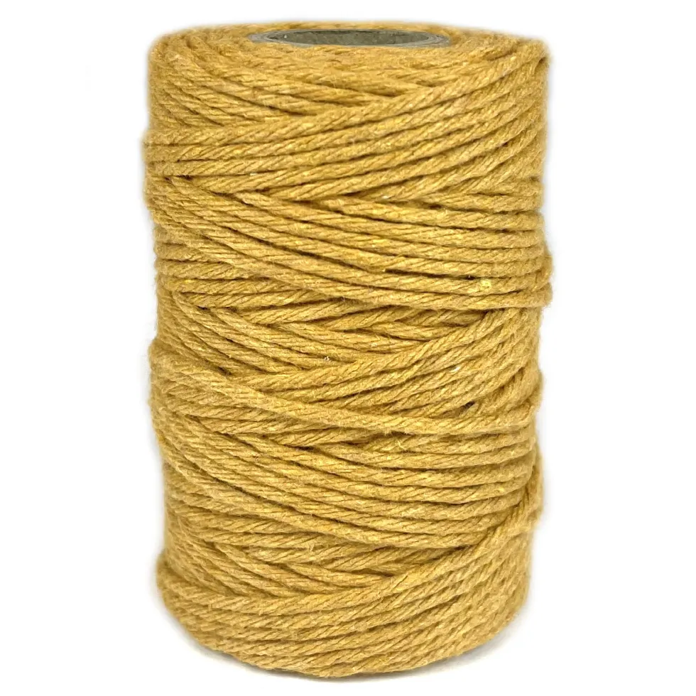 Sznurek bawełniany do makramy - musztardowy, 2 mm, 60 m