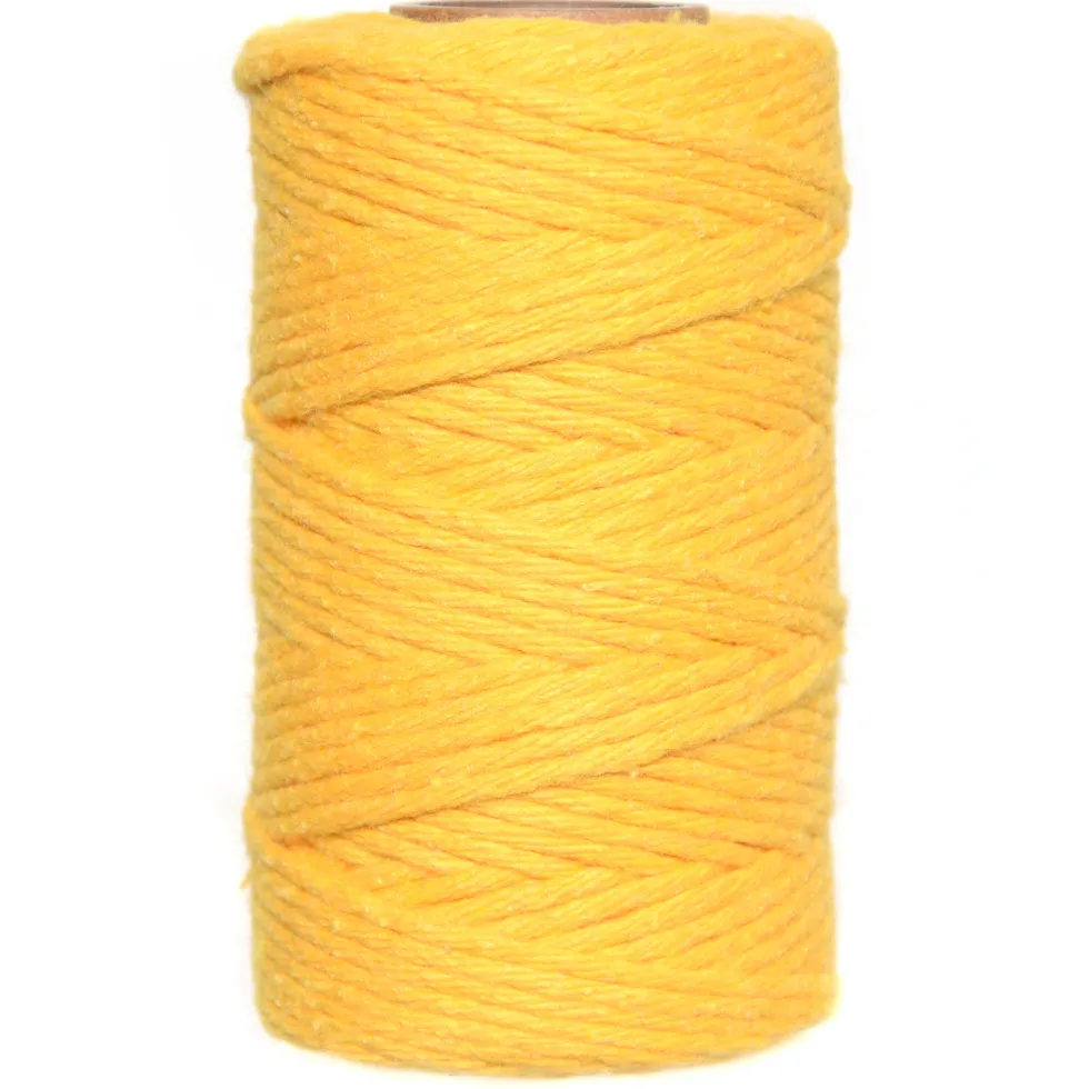 Sznurek bawełniany do makramy - żółty, 2 mm, 60 m