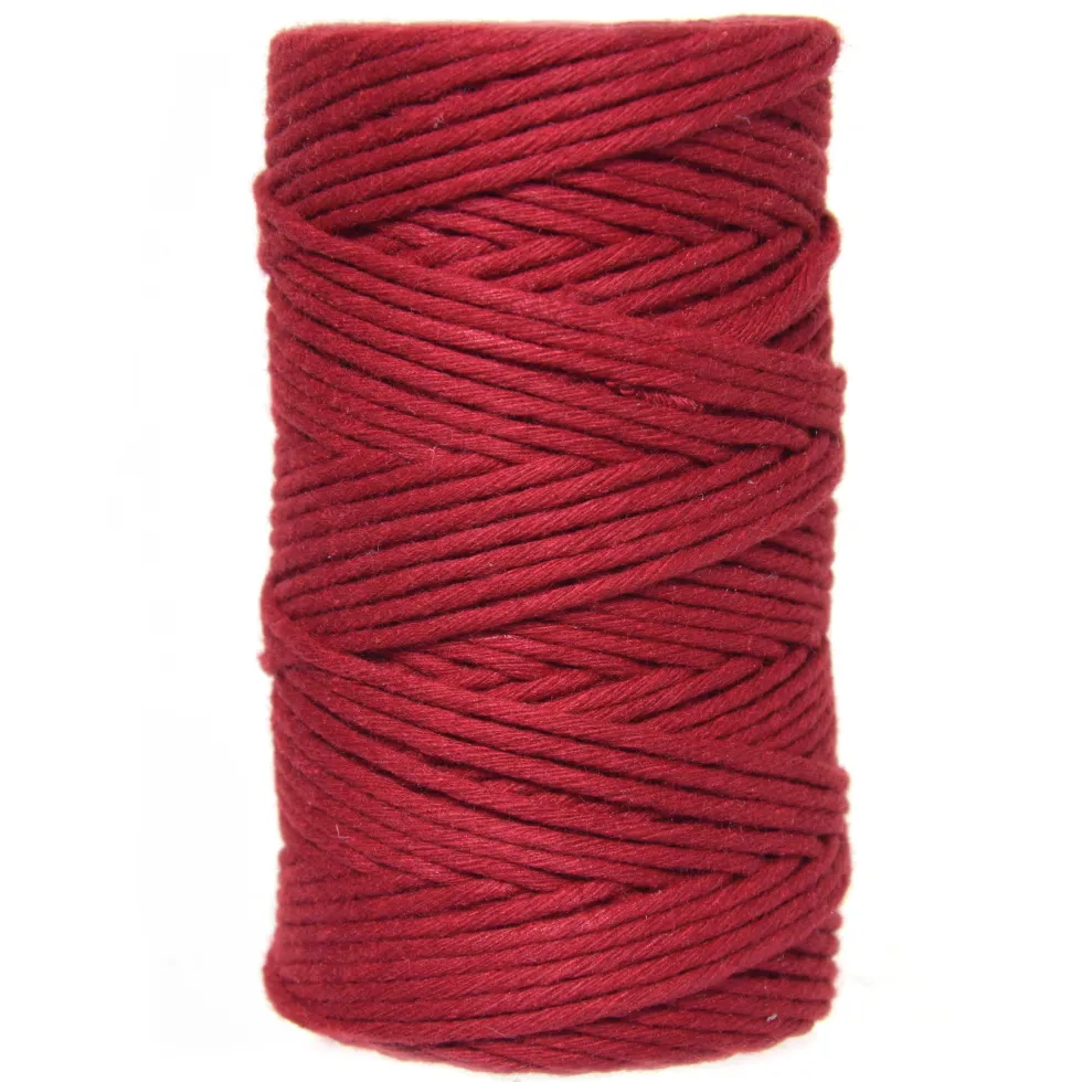 Sznurek bawełniany do makramy - wino, 2 mm, 100 g, 60 m