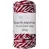 Sznurek papierowy, skręcany - DpCraft - biało-czerwony, 50 m