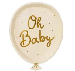 Talerzyki papierowe baloniki, Oh Baby - 17,5 x 22 cm, 6 szt.