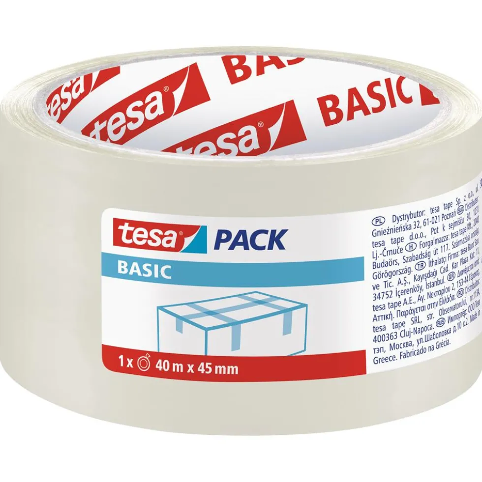 Taśma pakowa Tesa Basic - Tesa - transparentna, 45 mm x 40 m