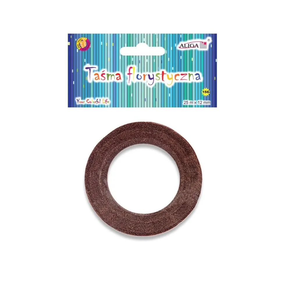 Tasiemka florystyczna 12 mm x 25 m - brązowa