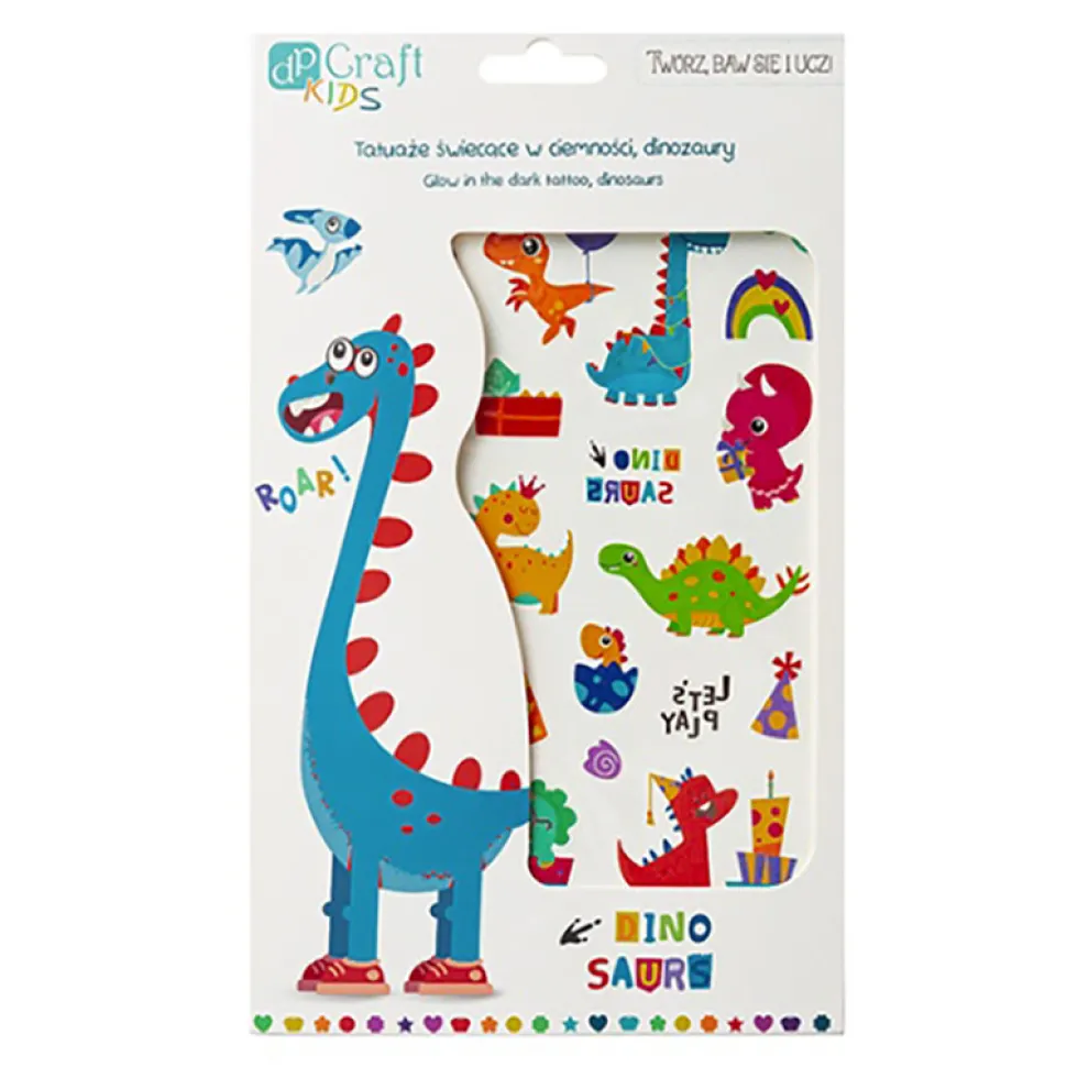 Tatuaże zmywalne świecące w ciemności Dinozaury - DpCraft