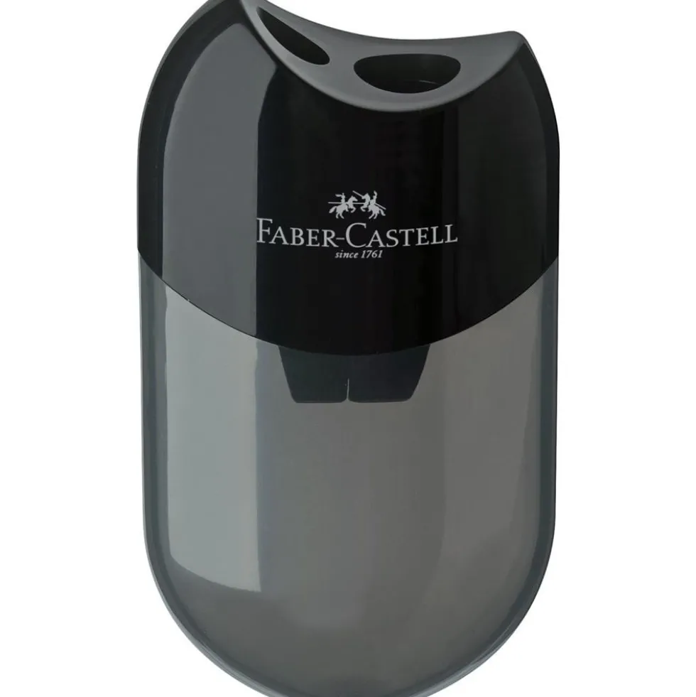 Temperówka podwójna z pojemnikiem - Faber-Castell - czarna