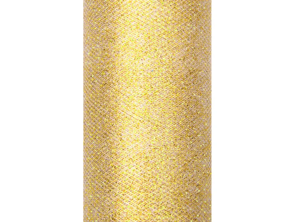 Tiul dekoracyjny Glittery - złoty, 15 cm x 9 m