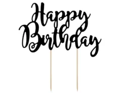 Topper na tort Happy Birthday - czarny