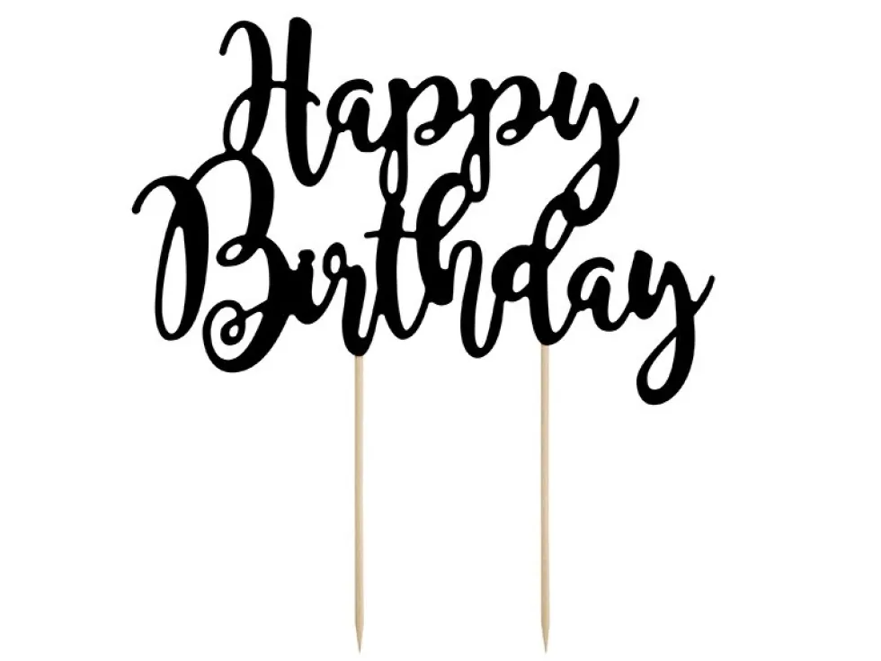 Topper na tort Happy Birthday - czarny