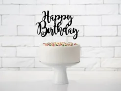 Topper na tort Happy Birthday - czarny