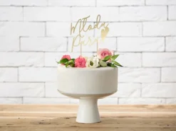 Topper na tort Młoda Para - złoty, 22,5 cm