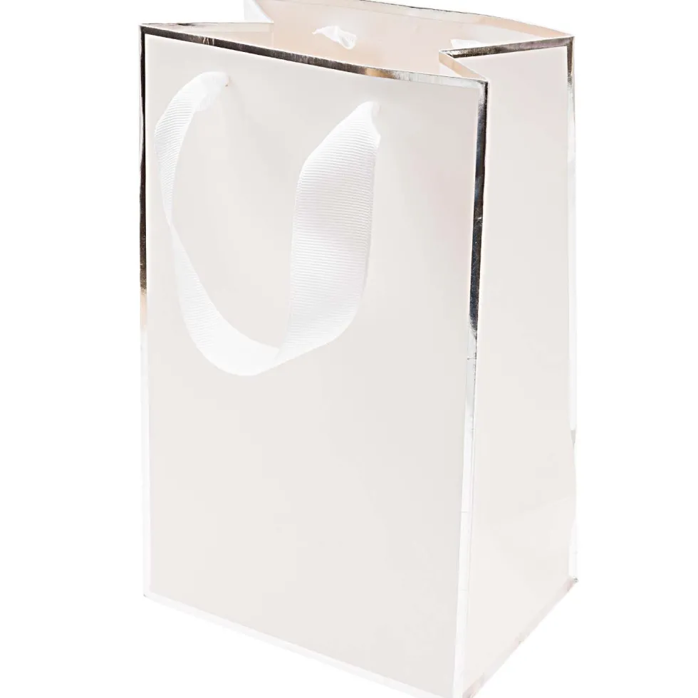 Torba prezentowa - Rico Design - biało-srebrna, 15 x 24 x 10 cm