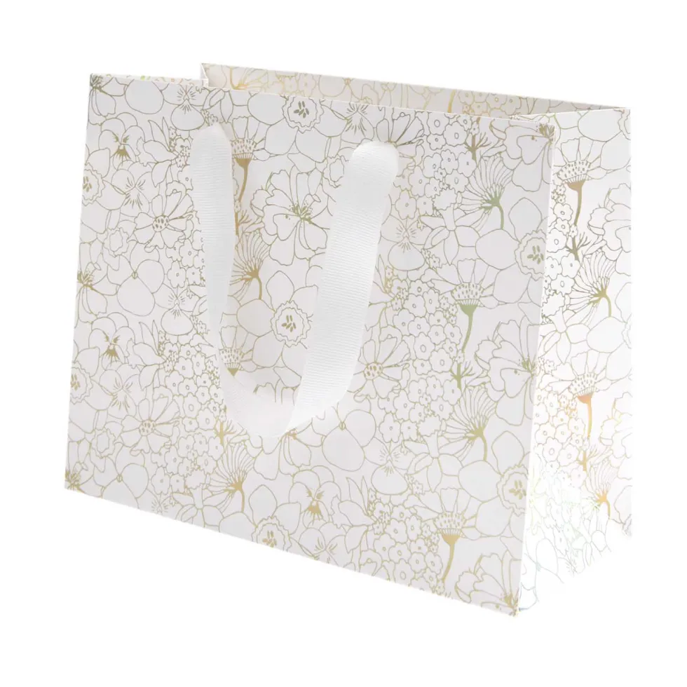 Torba prezentowa Złote Kwiaty - Rico Design - 22 x 18 x 10 cm