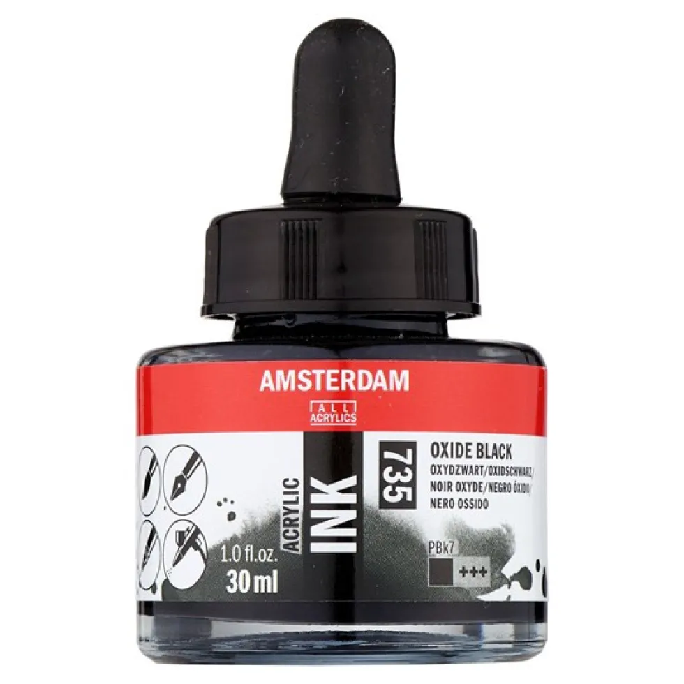 Tusz akrylowy - Amsterdam - Oxide Black, 30 ml