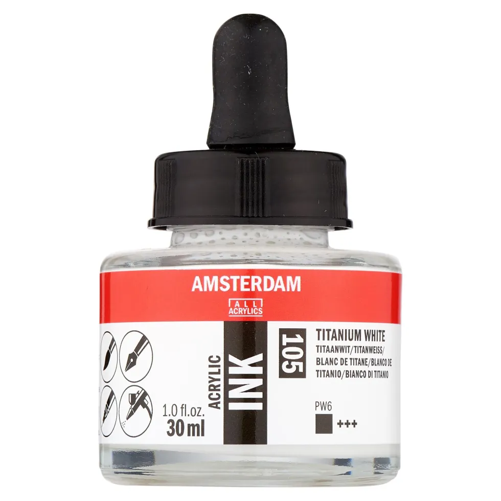 Tusz akrylowy - Amsterdam - Titanium White, 30 ml