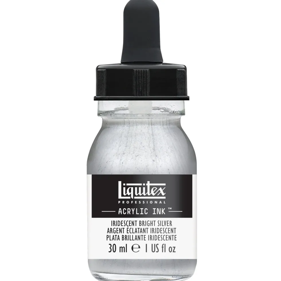 Tusz akrylowy - Liquitex - Iridescent Bright Silver, 30 ml