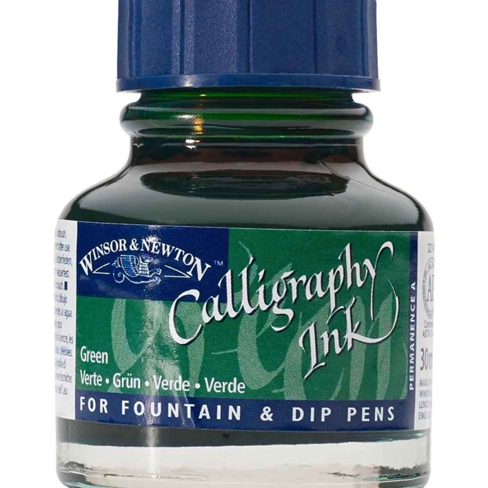 Tusz do kaligrafii - Winsor & Newton - green, 30 ml