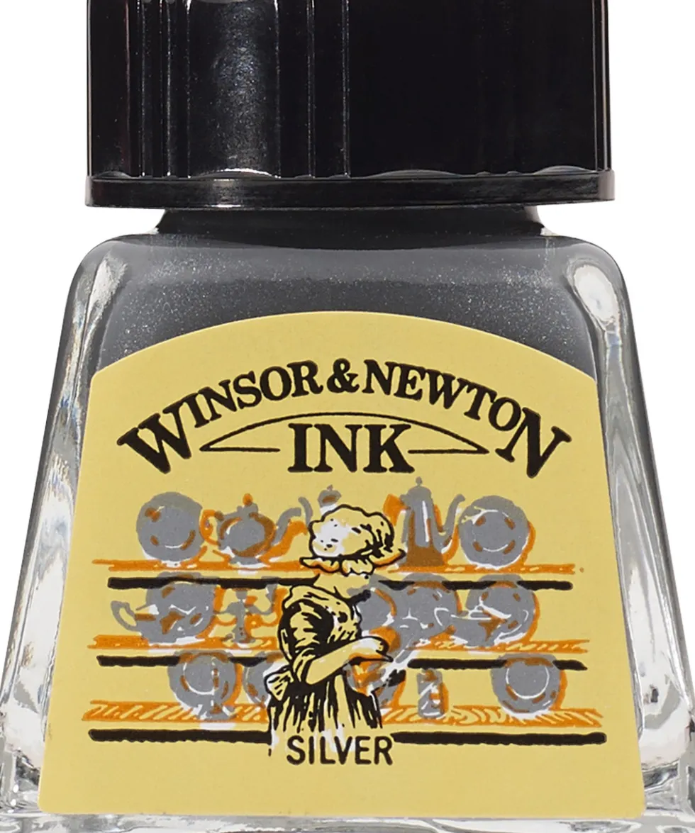 Tusz rysunkowy - Winsor & Newton - Silver, 14 ml
