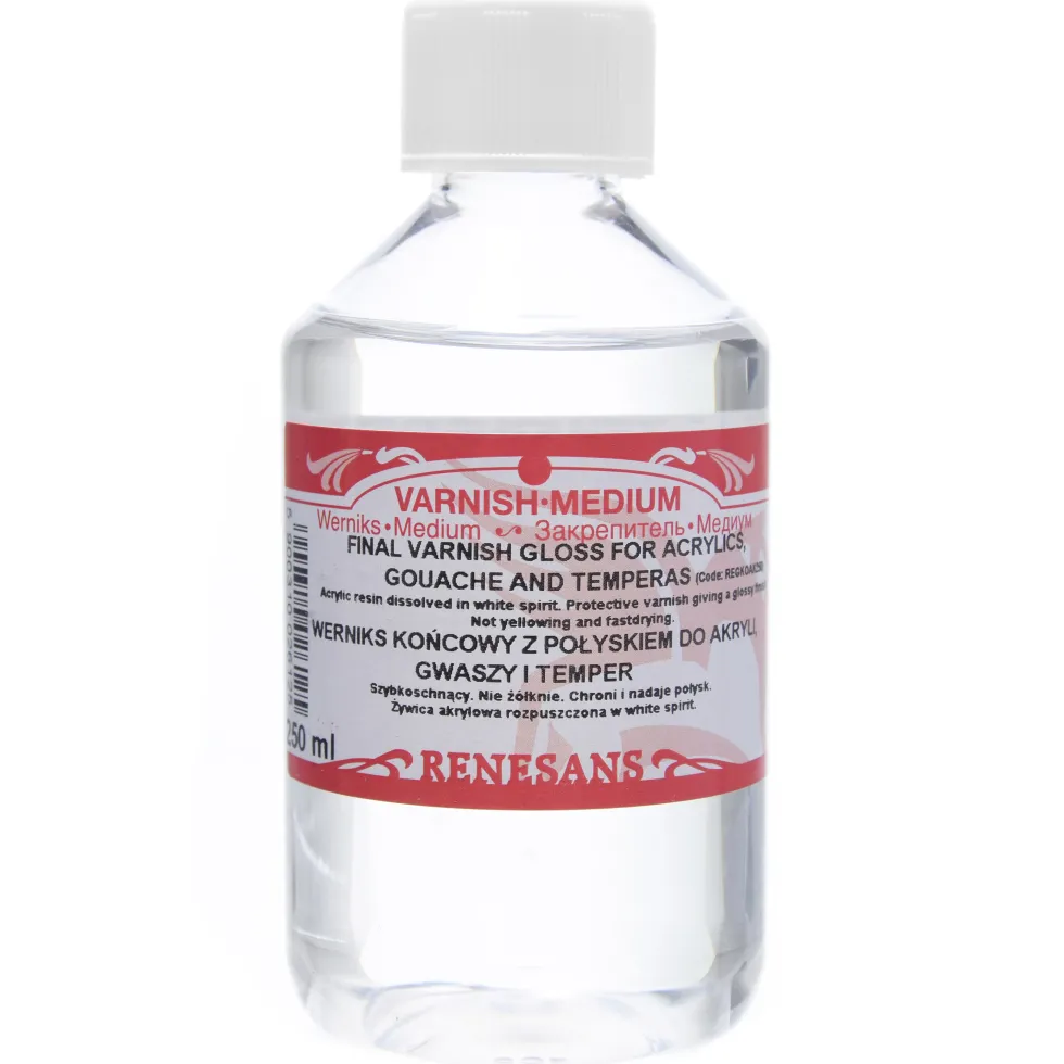 Werniks końcowy do akryli, gwaszu i temper - Renesans - połysk, 250 ml