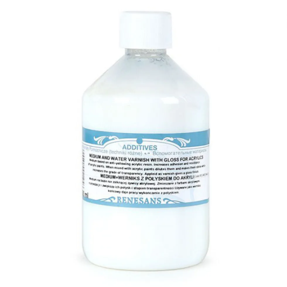 Werniks wodny do farb akrylowych - Renesans - połysk, 500 ml