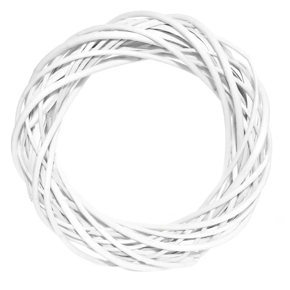 Wianek pleciony, wiklinowy, baza do stroików - biały, 20 cm