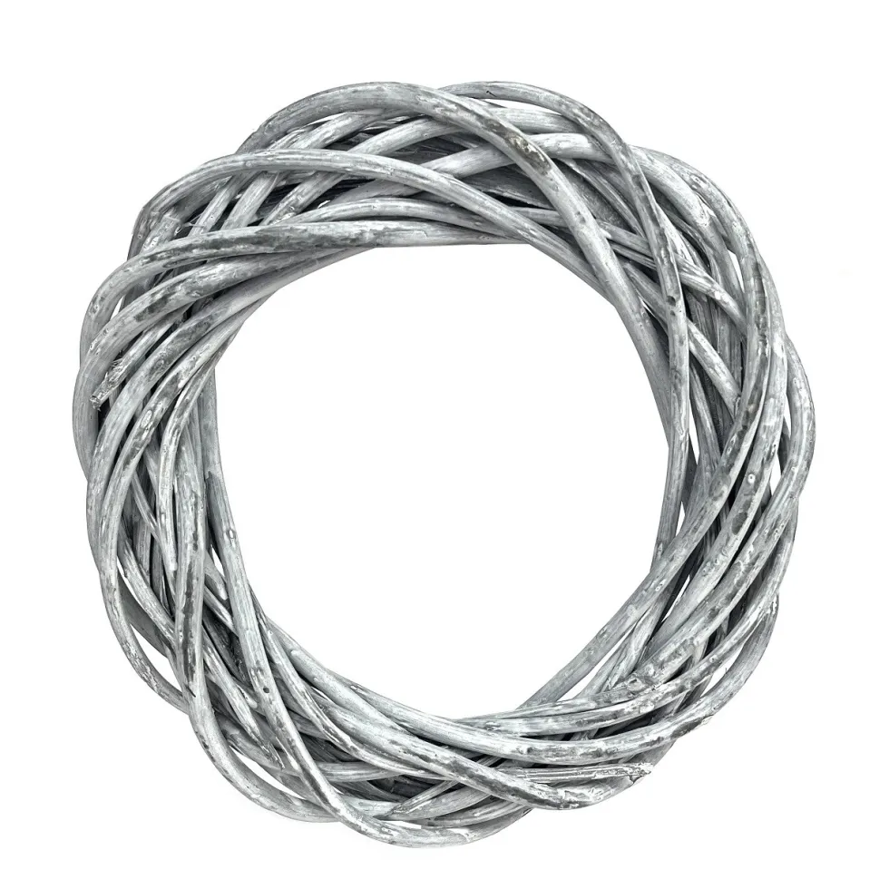 Wianek pleciony, wiklinowy, baza do stroików - szary, 30 cm